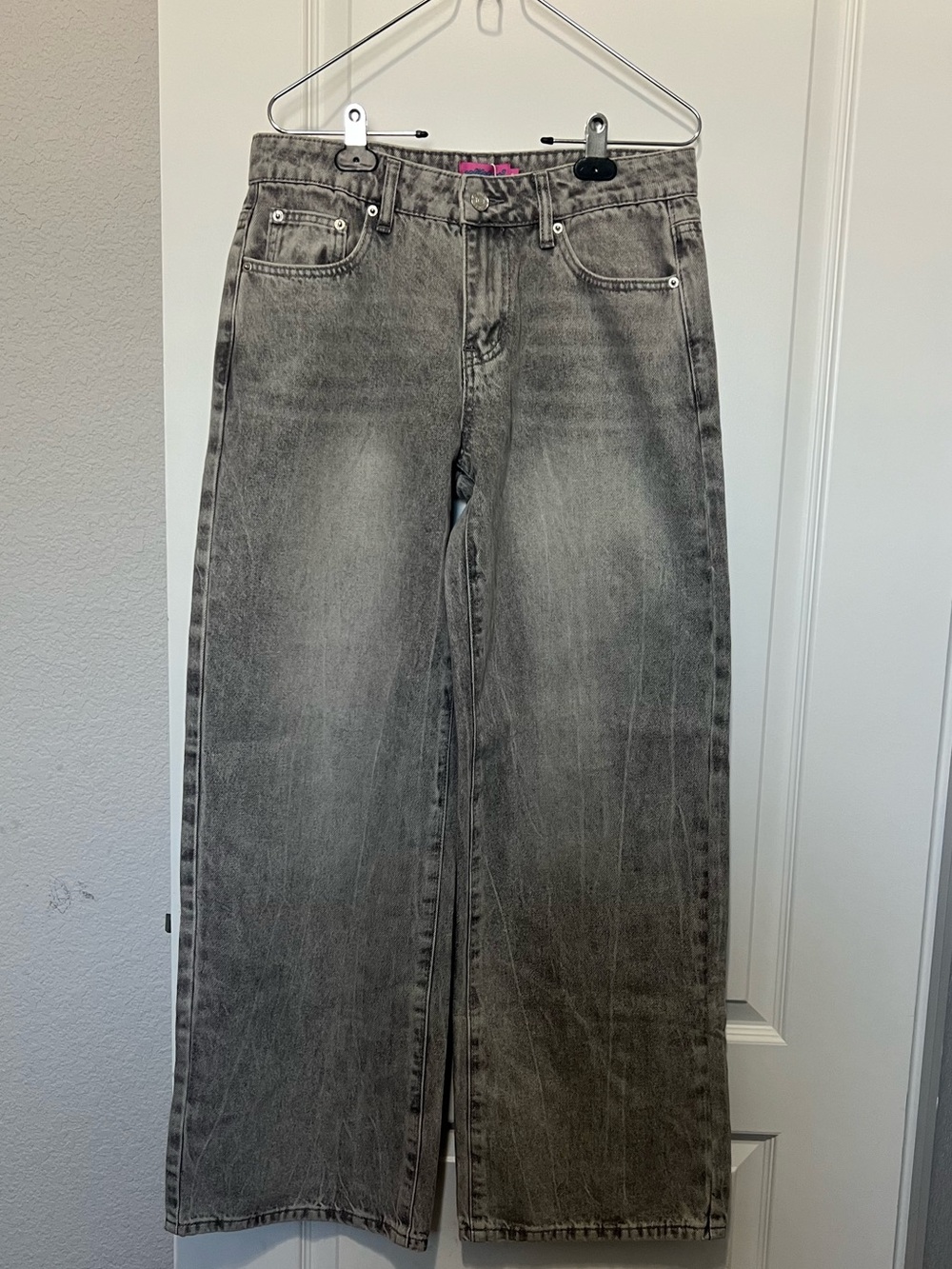 Edikted Gray High-Rise Wide Leg Jeans